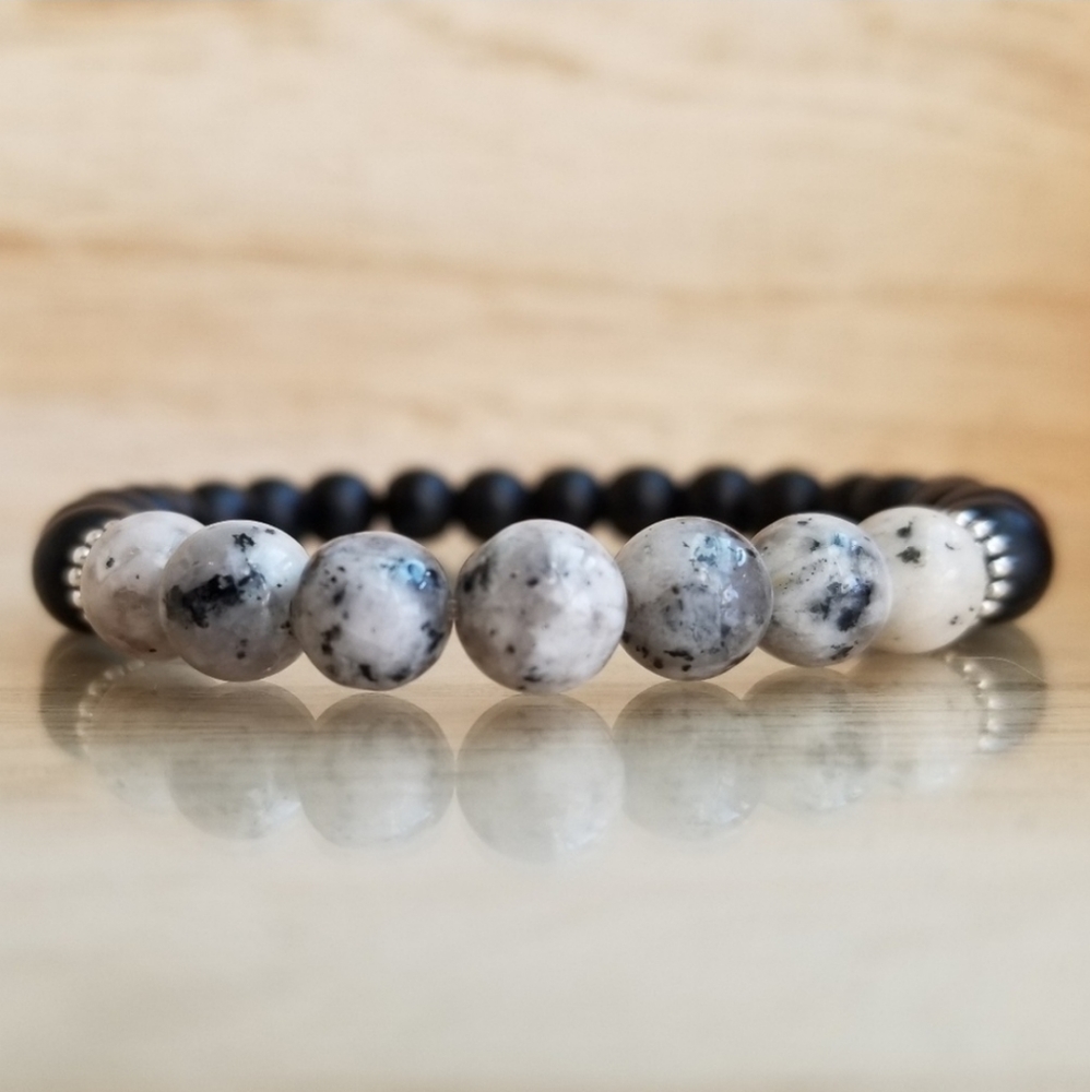 Sesame Jasper & Black Onyx Beaded Bracelet